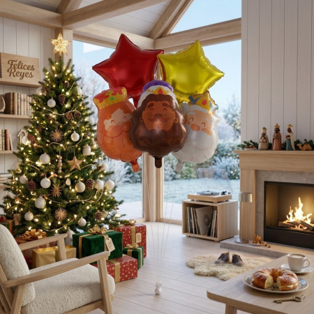 Pack 5 Globos Reyes Magos con Estrellas | Yelocai