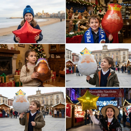 Pack 5 Globos Reyes Magos con Estrellas | Yelocai