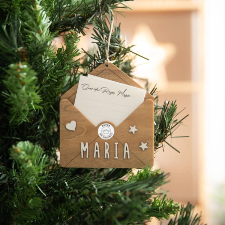 Sobre de Madera Personalizado para la Carta de Navidad
