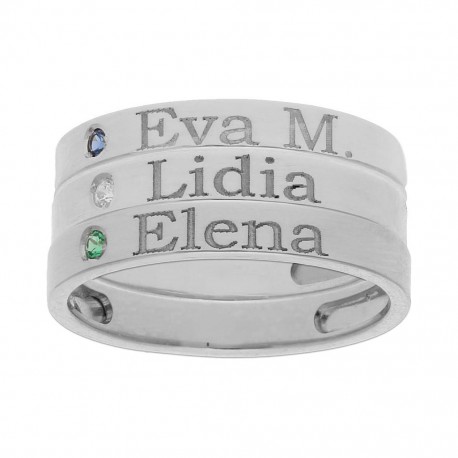 2 ANILLOS PERSONALIZADOS NOMBRE PLATA 925MM