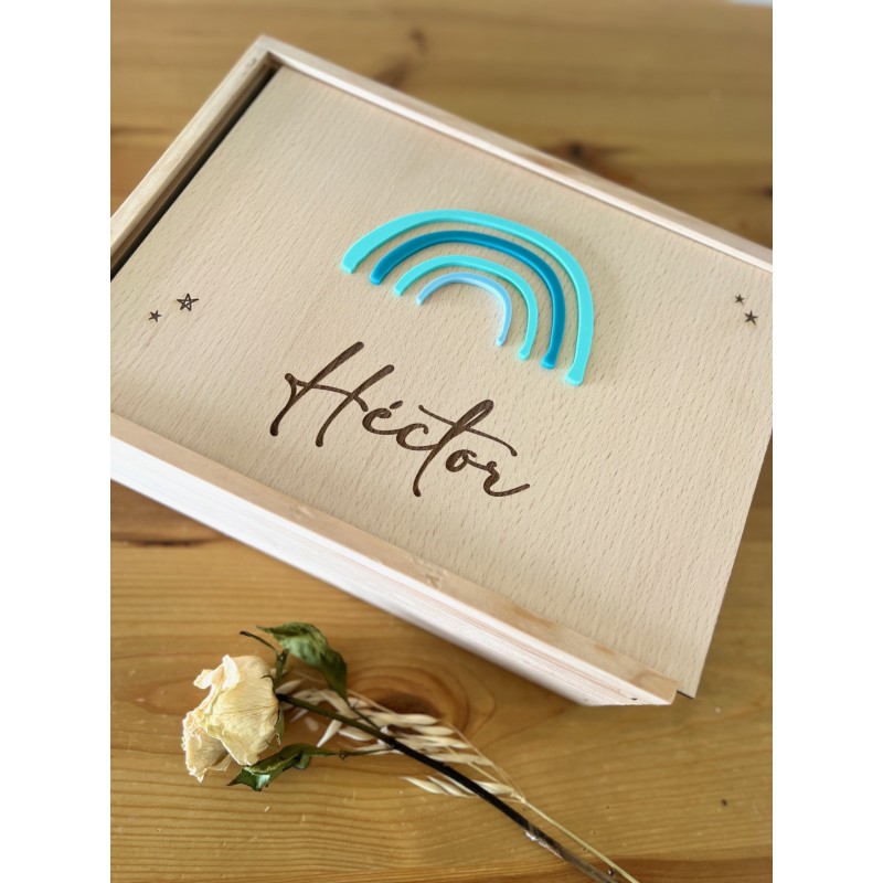 Caja madera personalizada arcoíris - Yelocai