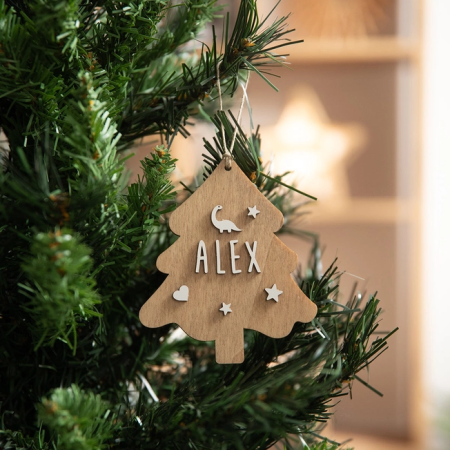 Árbol de Navidad de Madera Personalizado | Adorno con Nombre