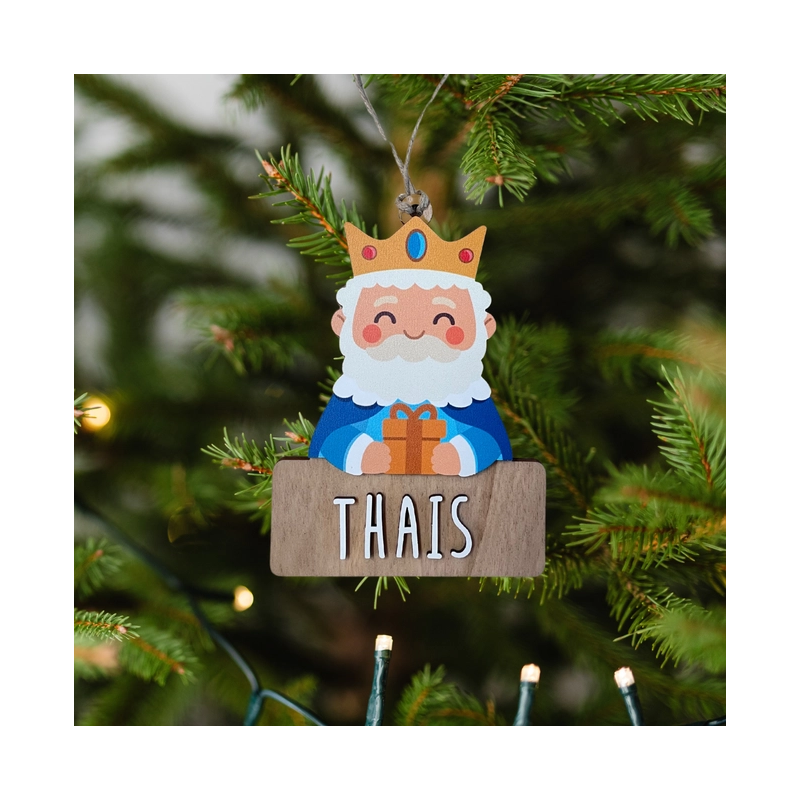 Adorno Navidad Rey Melchor Personalizado de Madera