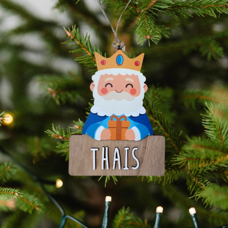 Adorno Navidad Rey Melchor Personalizado de Madera
