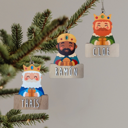 Adorno Navidad Rey Melchor Personalizado de Madera