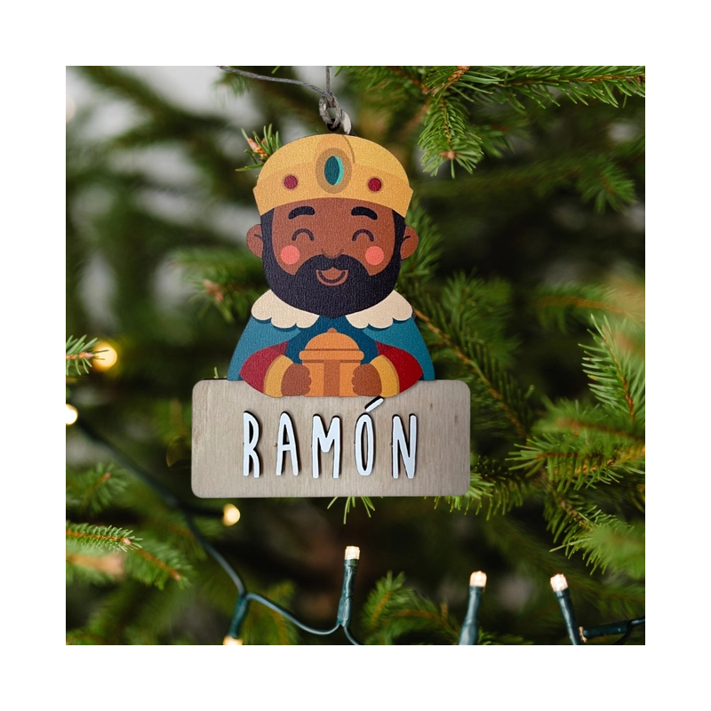 Adorno Navidad Rey Baltasar Personalizado de Madera