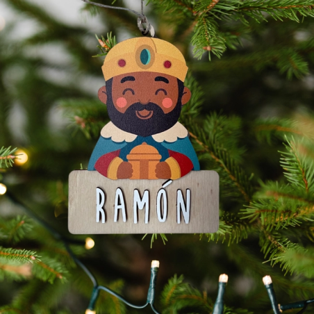 Adorno Navidad Rey Baltasar Personalizado de Madera