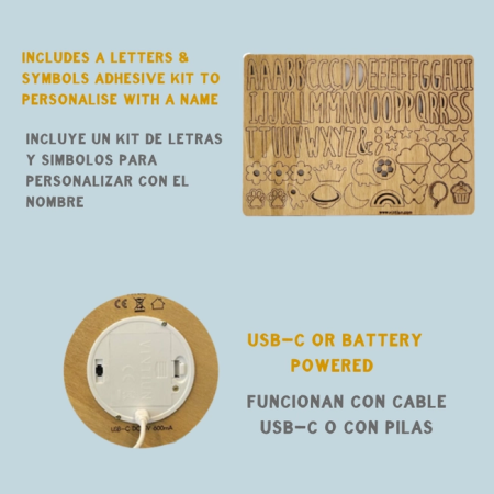 Lámpara Estrella de Madera Personalizada con Nombre